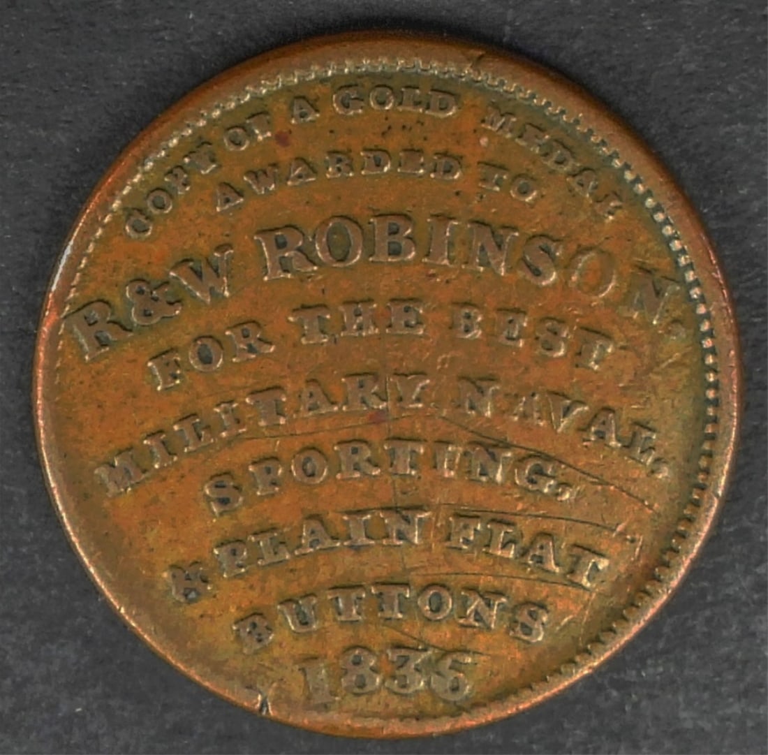 1836 NEW YORK AMERICAN INSTITUTE: HARD TIME TOKEN - R & W ROBINSON