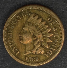 1860 POINTED BUST INDIAN HEAD CENT