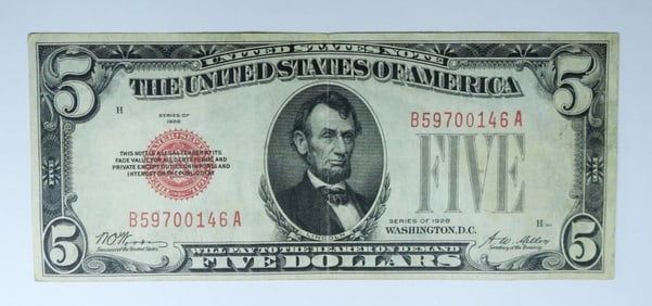1928 $5 RED SEAL