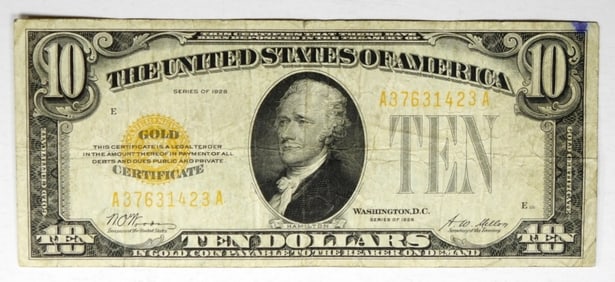 1928 $10 GOLD CERTIFICATE US NOTE