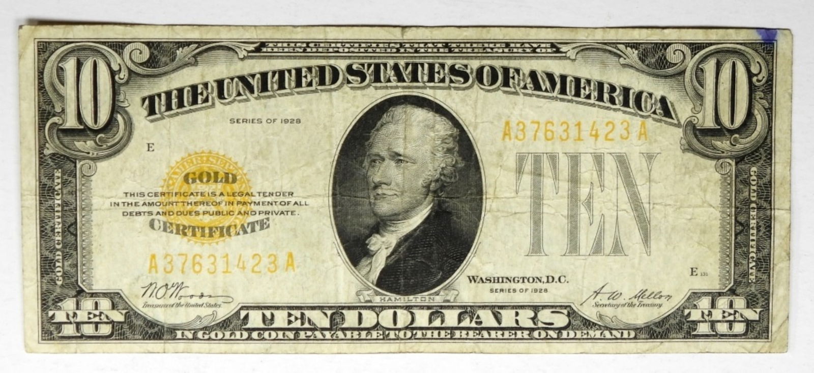 1928 $10 GOLD CERTIFICATE US NOTE (1 of 2)