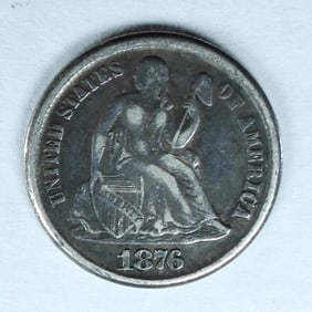 1876-CC SEATED DIME "CARSON CITY"