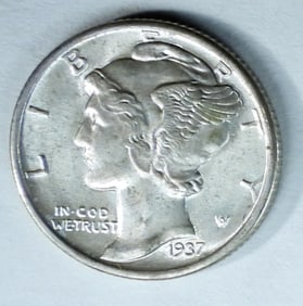1937 MERCURY DIME
