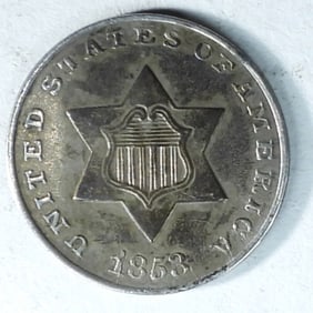 1853 THREE CENT SILVER COIN