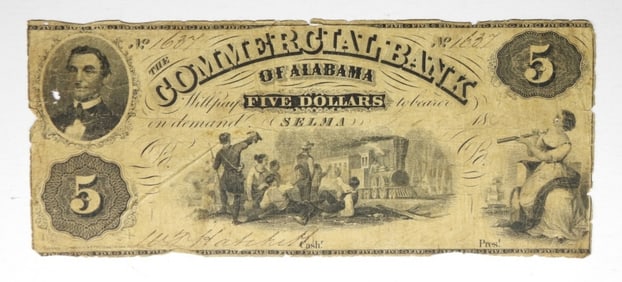 COMMERCIAL BANK SELMA, AL $5 OBSOLETE