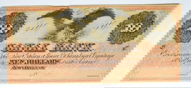 CANAL BANK NEW ORLEANS ,LA $10 OBSOLETE