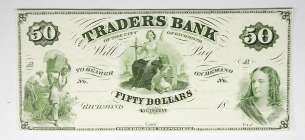 TRADERS BANK RICHMOND, VA $50 OBSOLETE
