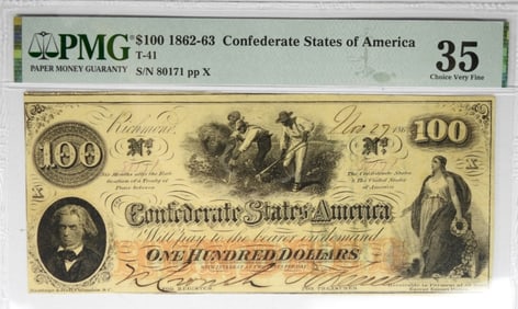 1862 $100 CONF STATES OF AMERICA PMG 35