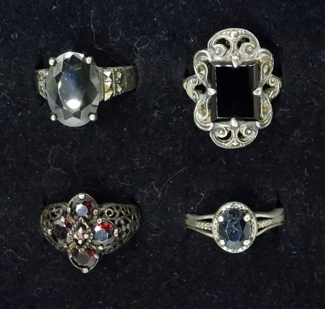(4) STERLING DARK GEMSTONE RINGS (1 of 2)