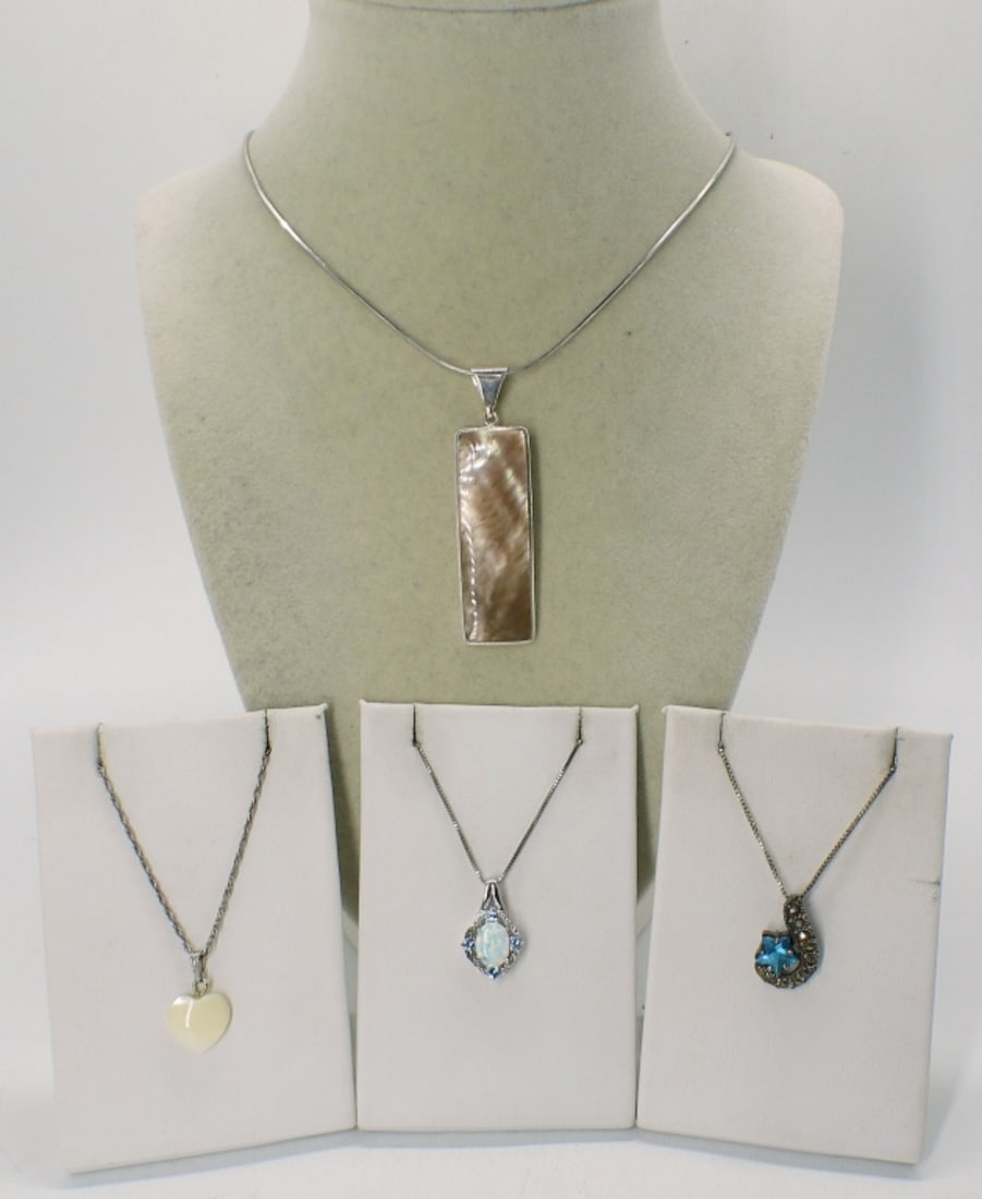 FOUR STERLING NECKLACES-GEMSTONES (1 of 1)