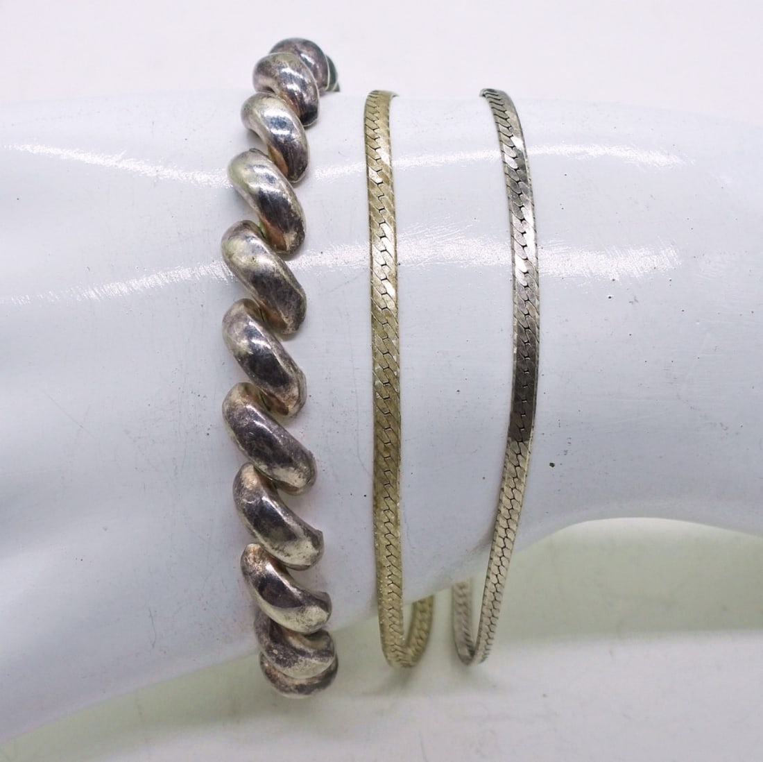 3 Vintage Sterling Bracelets: Three Vintage Sterling Bracelets, 7" & 8". 13.8 DWT