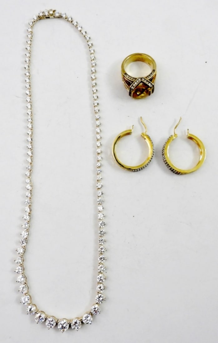 WOMEN'S 3 PIECE GOLD TONE STERLING SET (1 of 3)