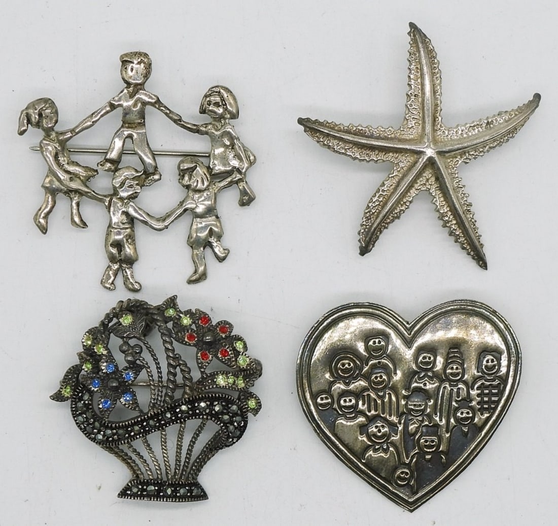 (4) STERLING BROOCHES (1 of 2)