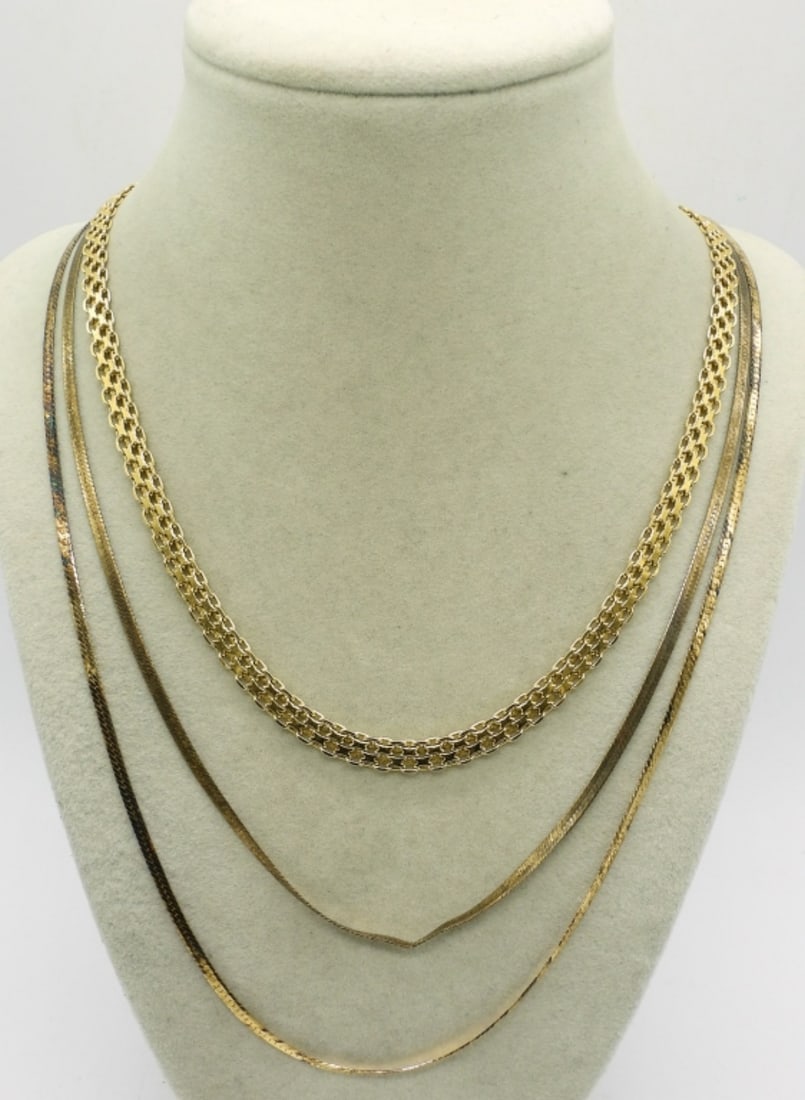 (3) GOLD TONE STERLING NECKLACE CHAINS (1 of 1)