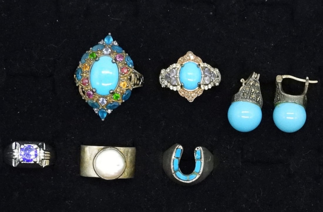 BLUE STERLING RINGS & EARRINGS (1 of 1)