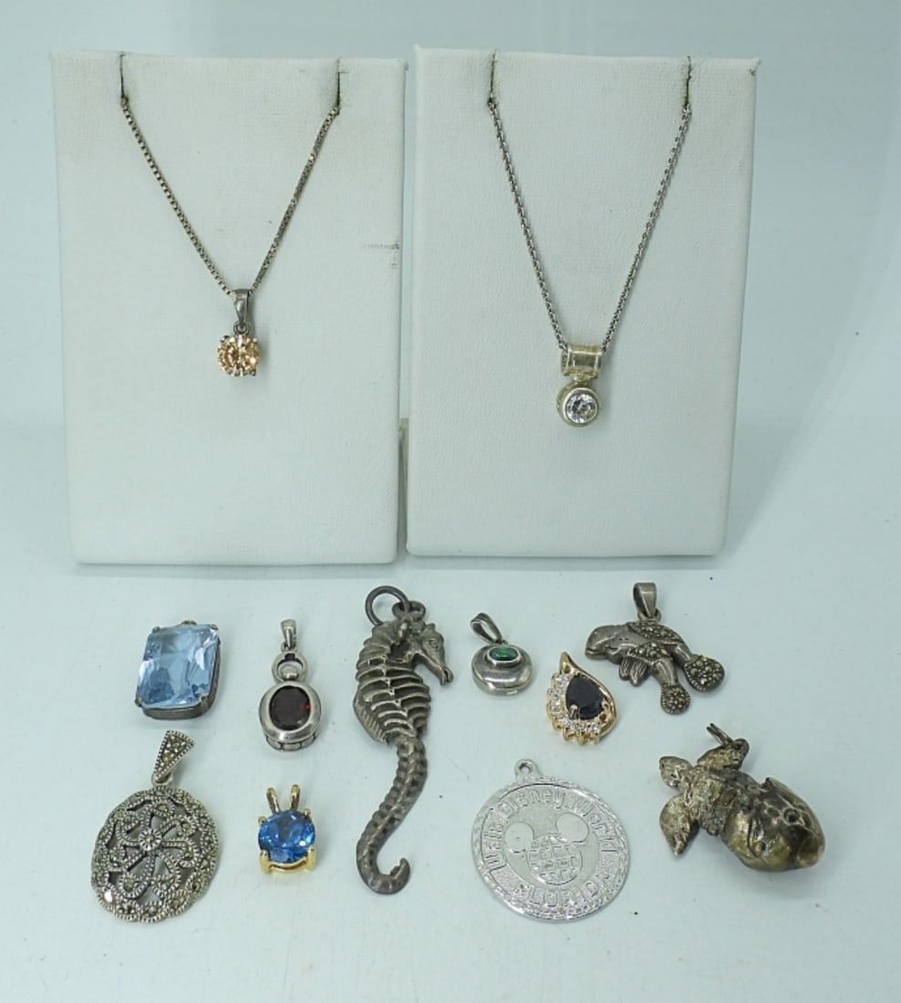 PENDANTS & CHAINS, VTG STERLING (1 of 1)