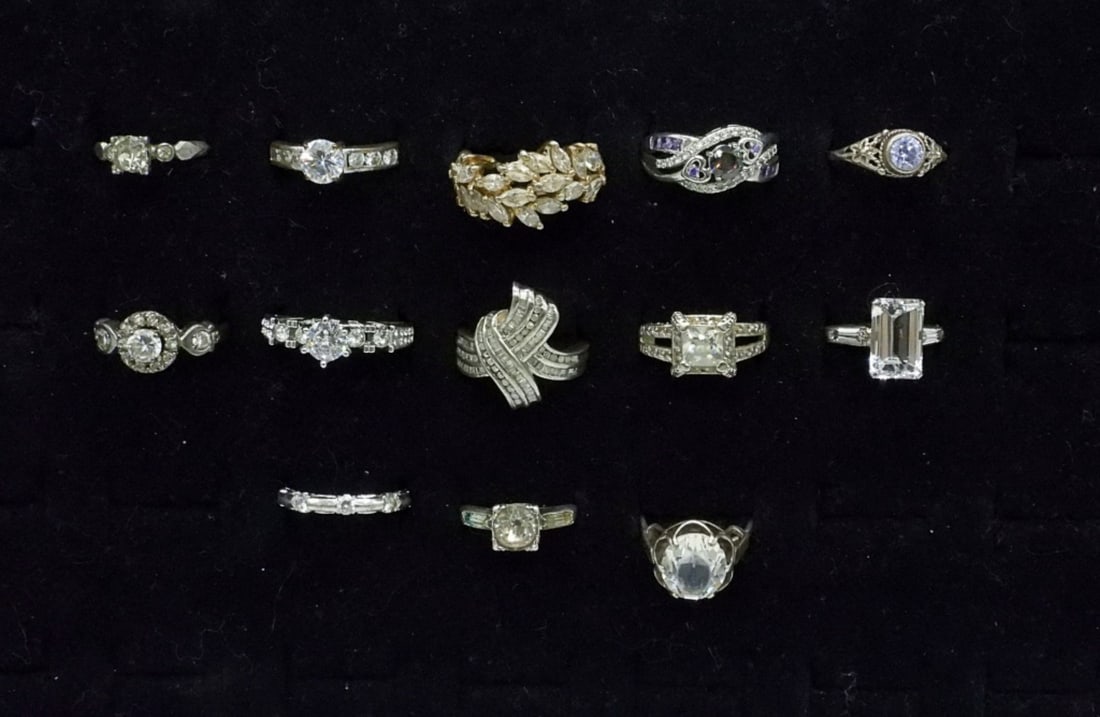 13 BRIDAL STYLE STERLING RINGS (1 of 2)