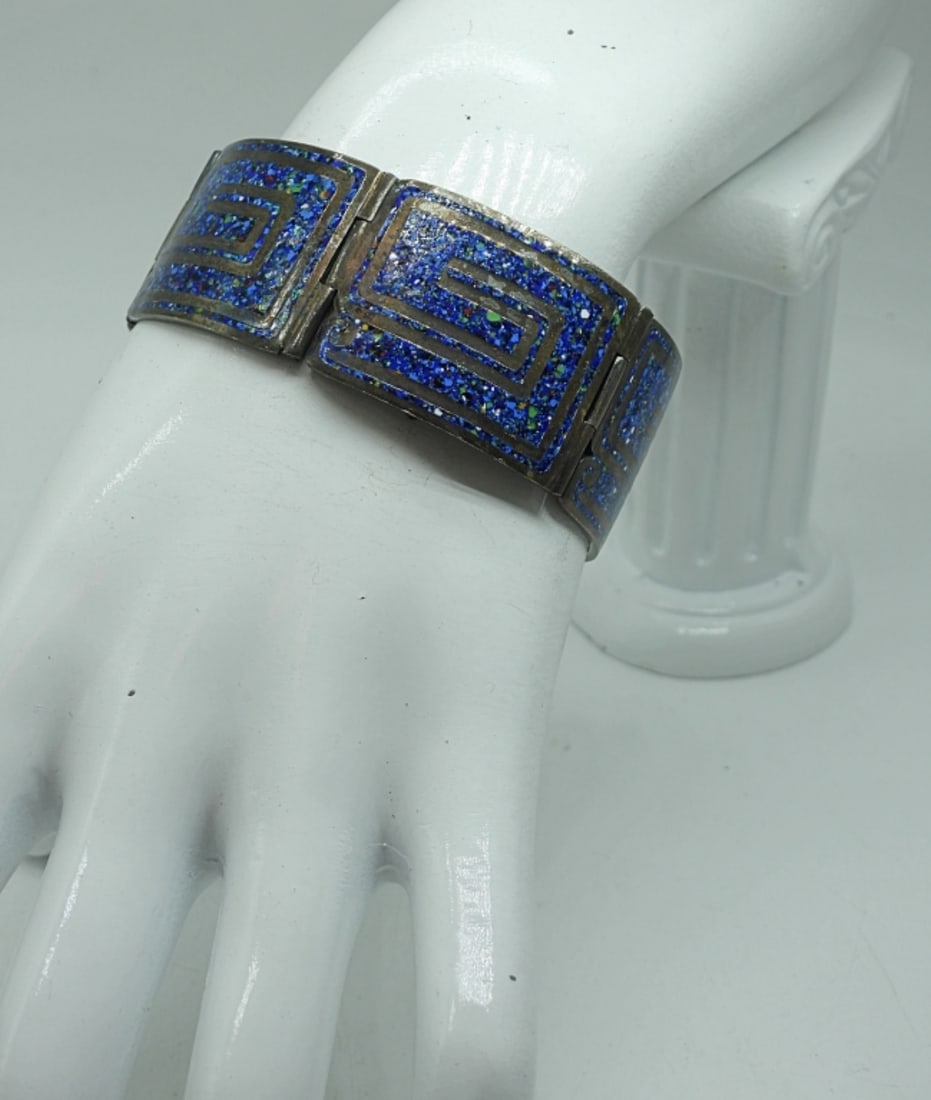 TAXCO STERLING HINGED BRACELET (1 of 2)