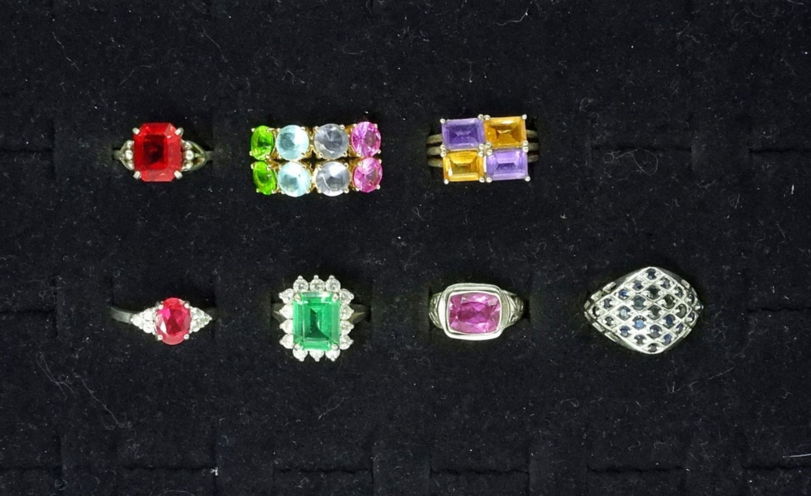 (7) MULTI GEMSTONE FASHION RINGS STERLING (1 of 2)
