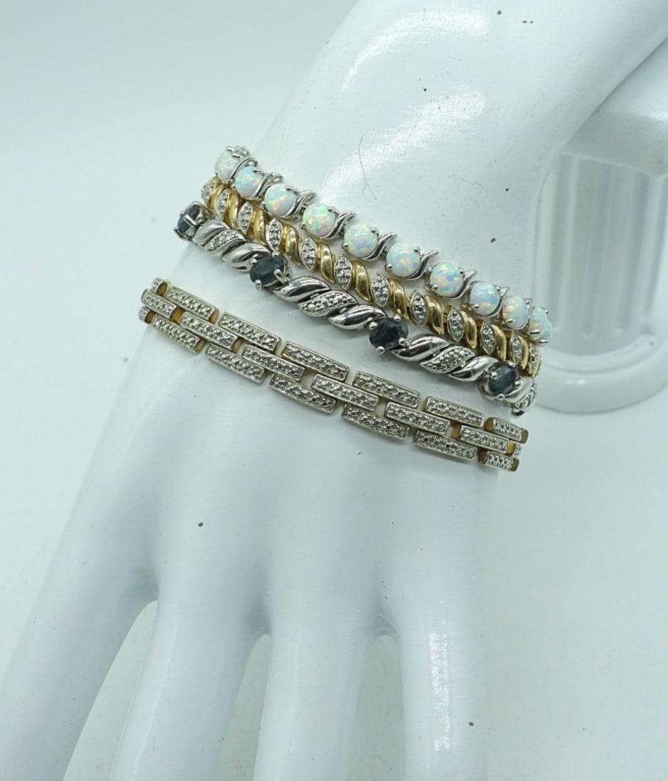 (4)BEAUTIFUL GEMSTONE STERLING BRACELETS (1 of 2)