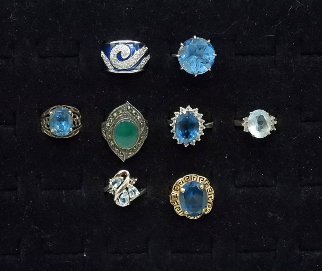 (8) BLUE GEMSTONE FASHION RINGS 925 (1 of 2)