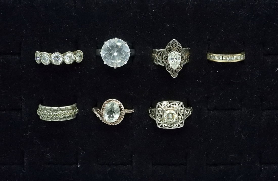 (7) STERLING BRIDAL STYLE FASHION RINGS (1 of 2)