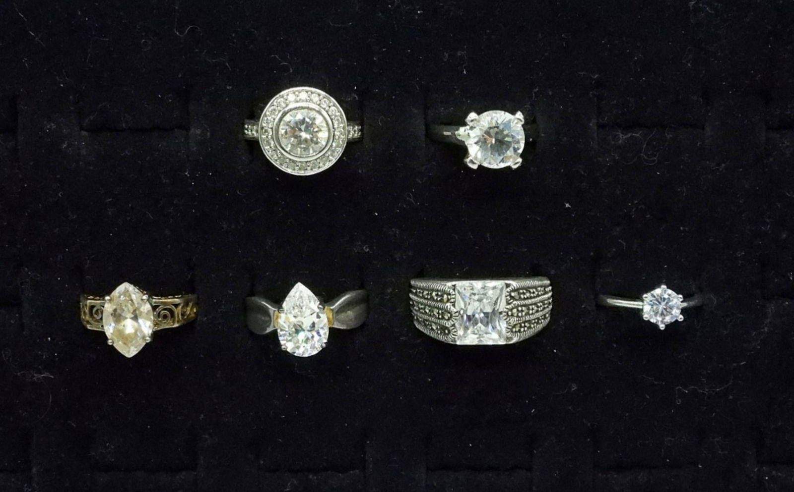 (6) BRIDAL STYLE STERLING FASHION RINGS (1 of 2)