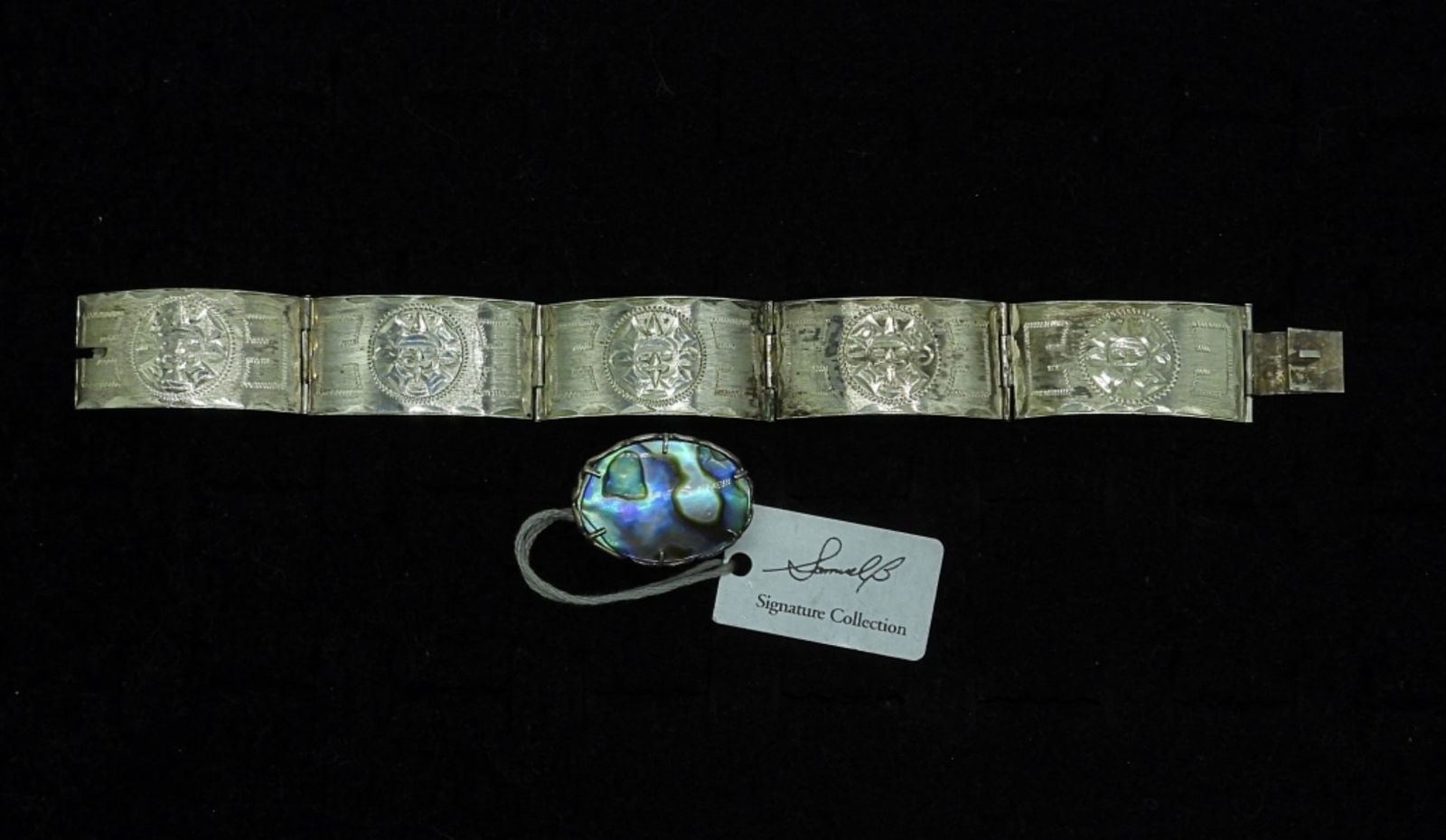 STERLING BRACELET & ABALONE RING (1 of 2)