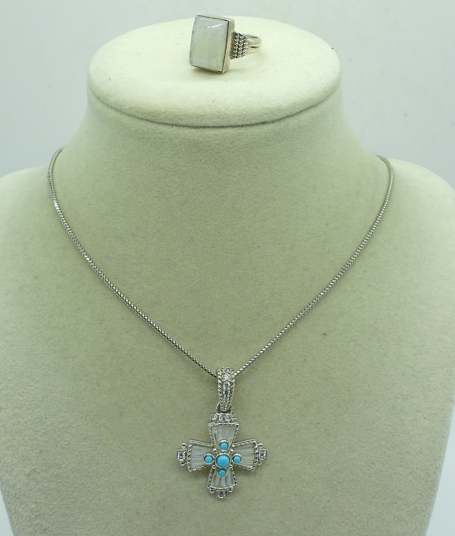 JUDITH RIPKA NECKLACE & 925 MOONSTONE RING (1 of 3)