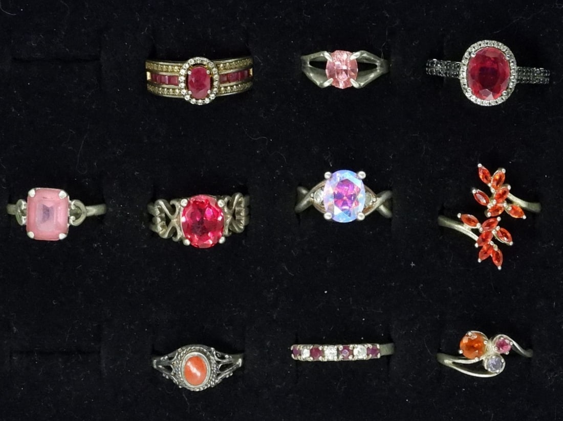(10) 925 FASHION RINGS-REDS & PINKS (1 of 2)