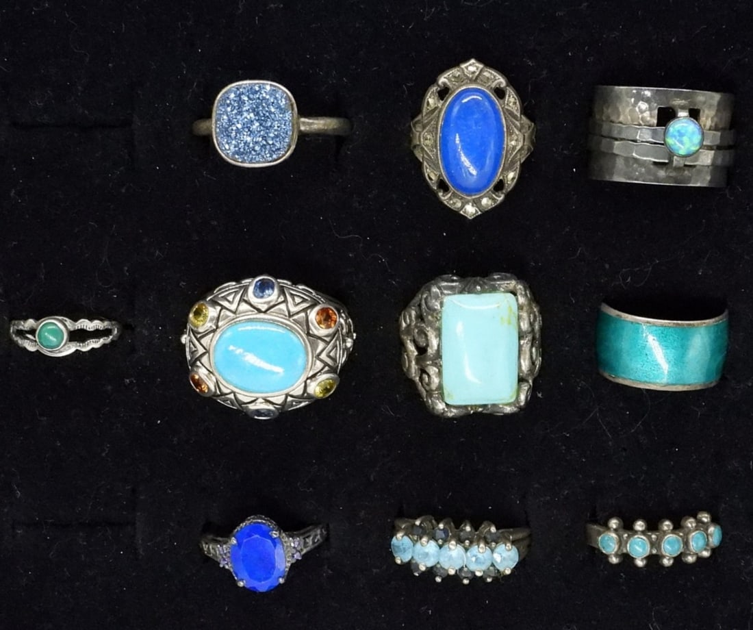(10) 925 BLUE GEMSTONE FASHION RINGS (1 of 2)