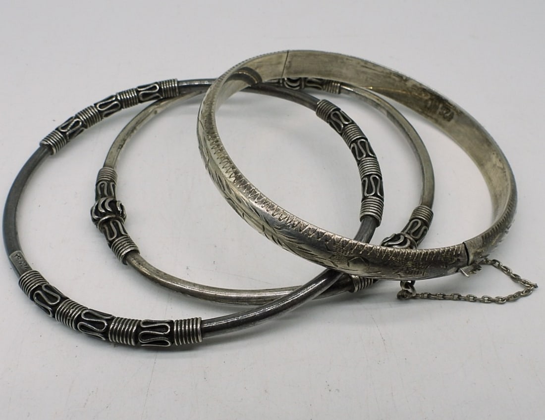 (3) STERLING BANGLE BRACELETS (1 of 1)