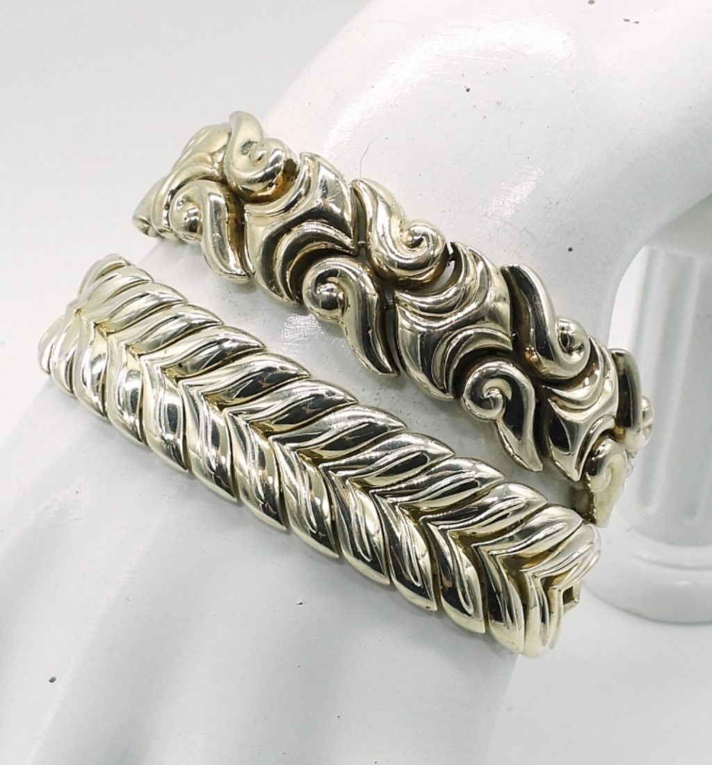 (2) STERLING FASHION CHUNKY BRACELETS (1 of 2)