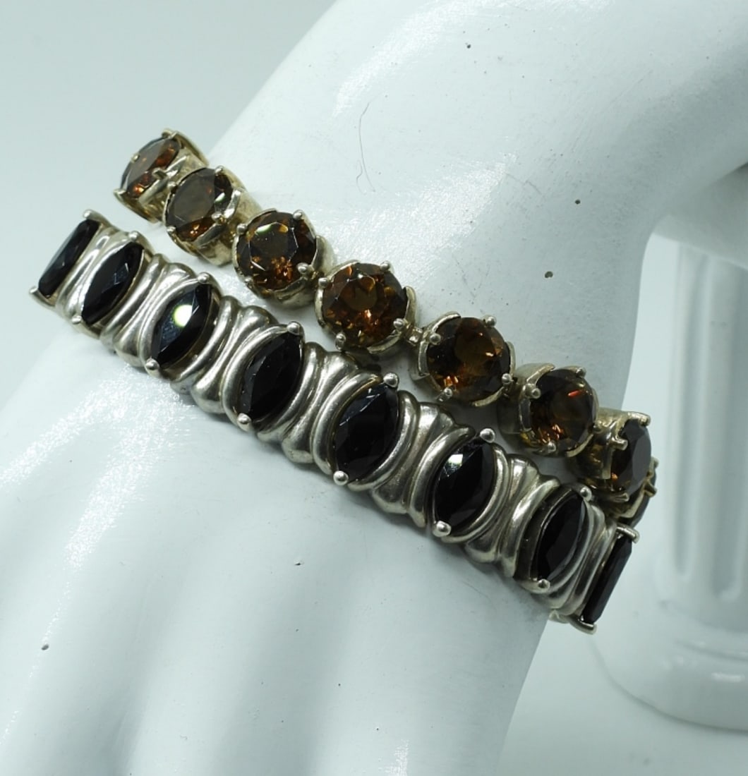 (2) GORGEOUS GEMSTONE 925 BRACELETS (1 of 2)