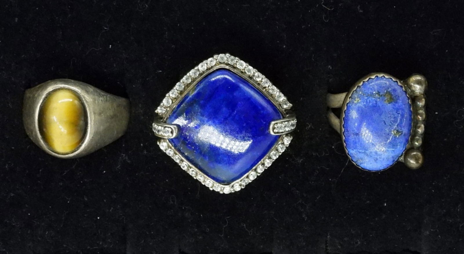 (3) LARGE GEMSTONE 925 VTG RINGS (1 of 2)