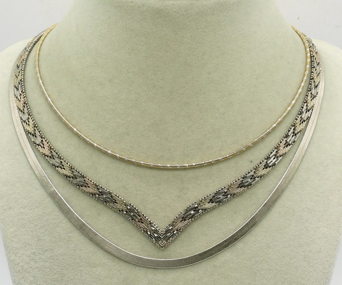 3 NECKLACES, TRI TONE STERLING (1 of 1)