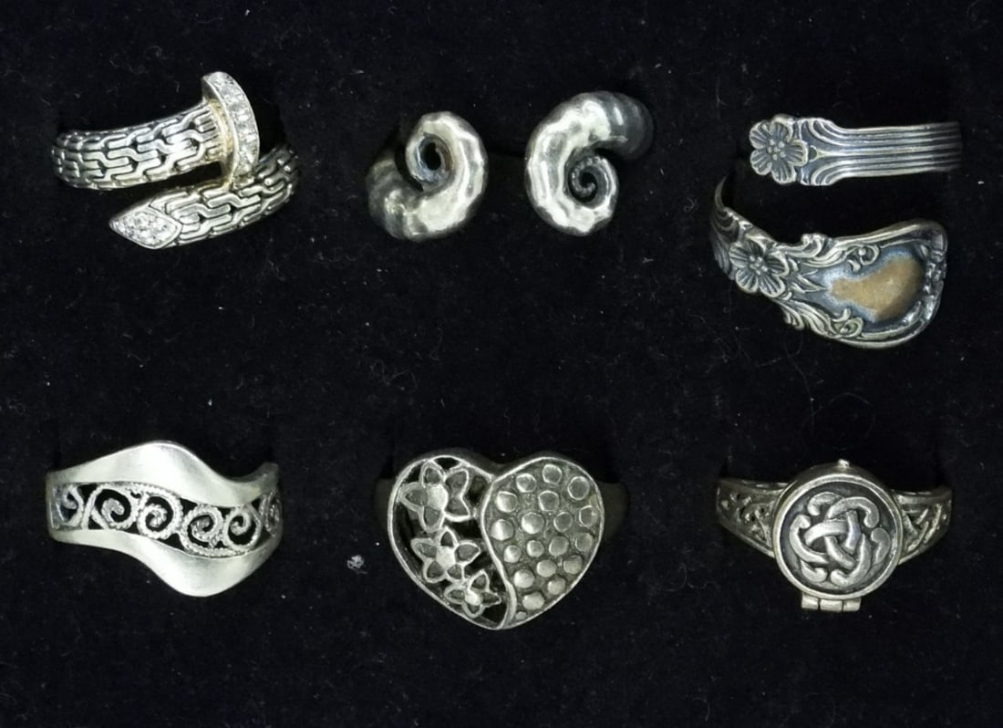 (6) STERLING RINGS, POISON RING & MORE (1 of 2)