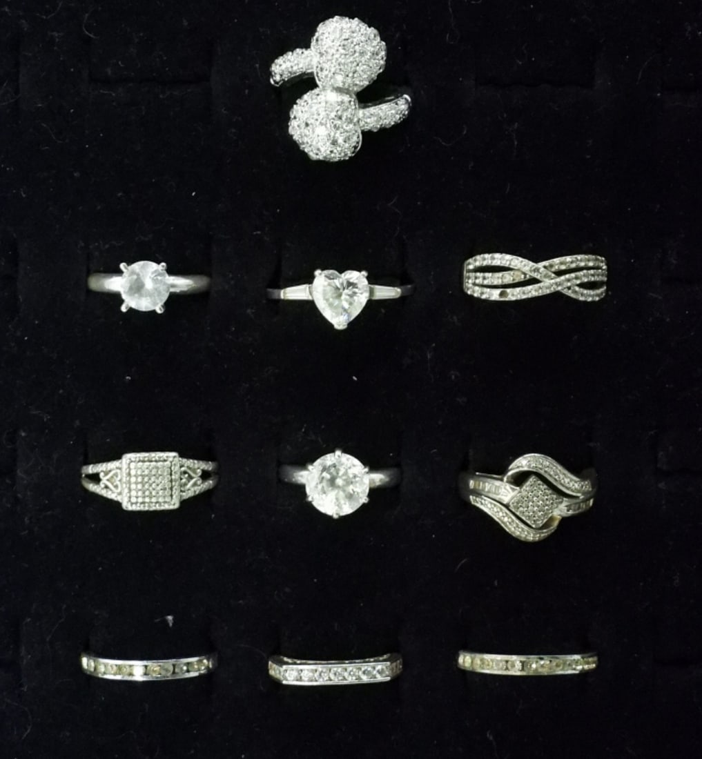 (10) BRIDAL STYLE STERLING RINGS (1 of 2)