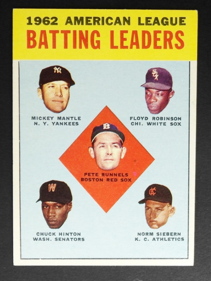 1963 TOPPS #2 BATTING LEADERS/ MANTLE: 1963 TOPPS #2 BATTING LEADERS/ MANTLE VGEX