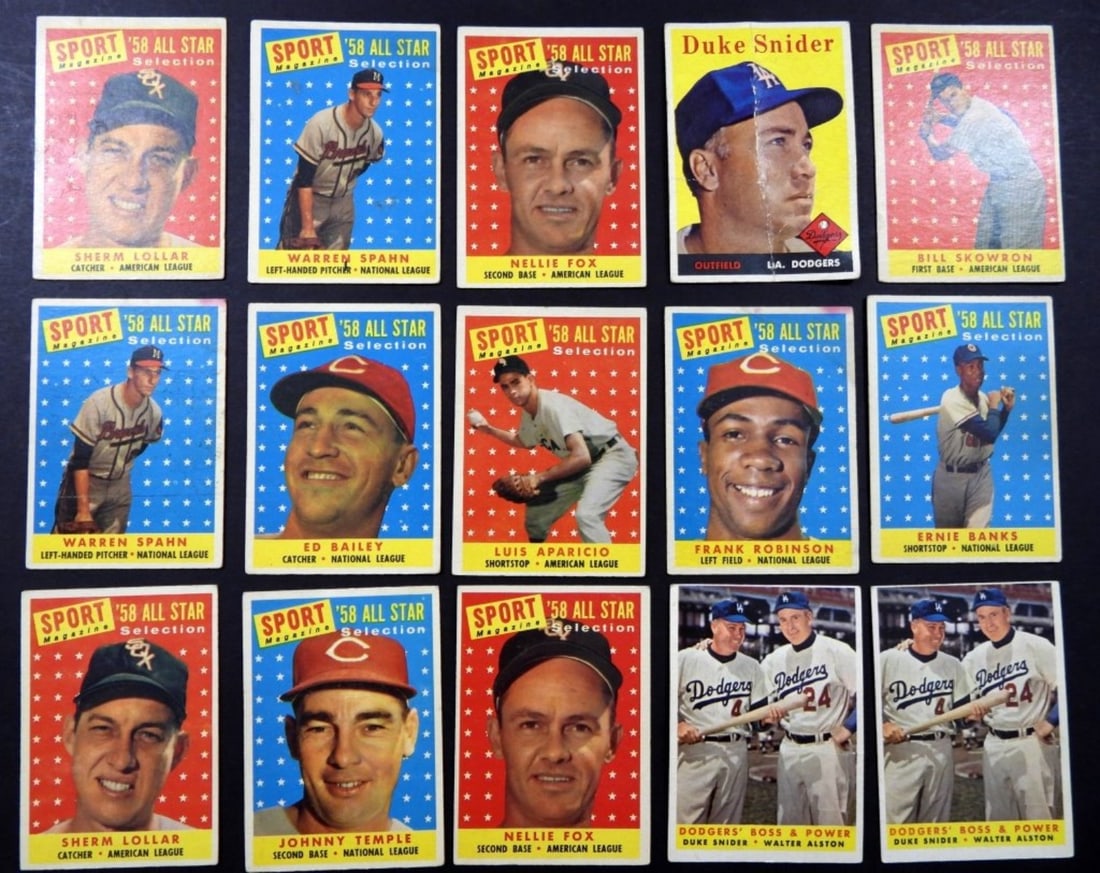 (15) 1958 TOPPS BASEBALL STAR- ALL STARS (1 of 2)