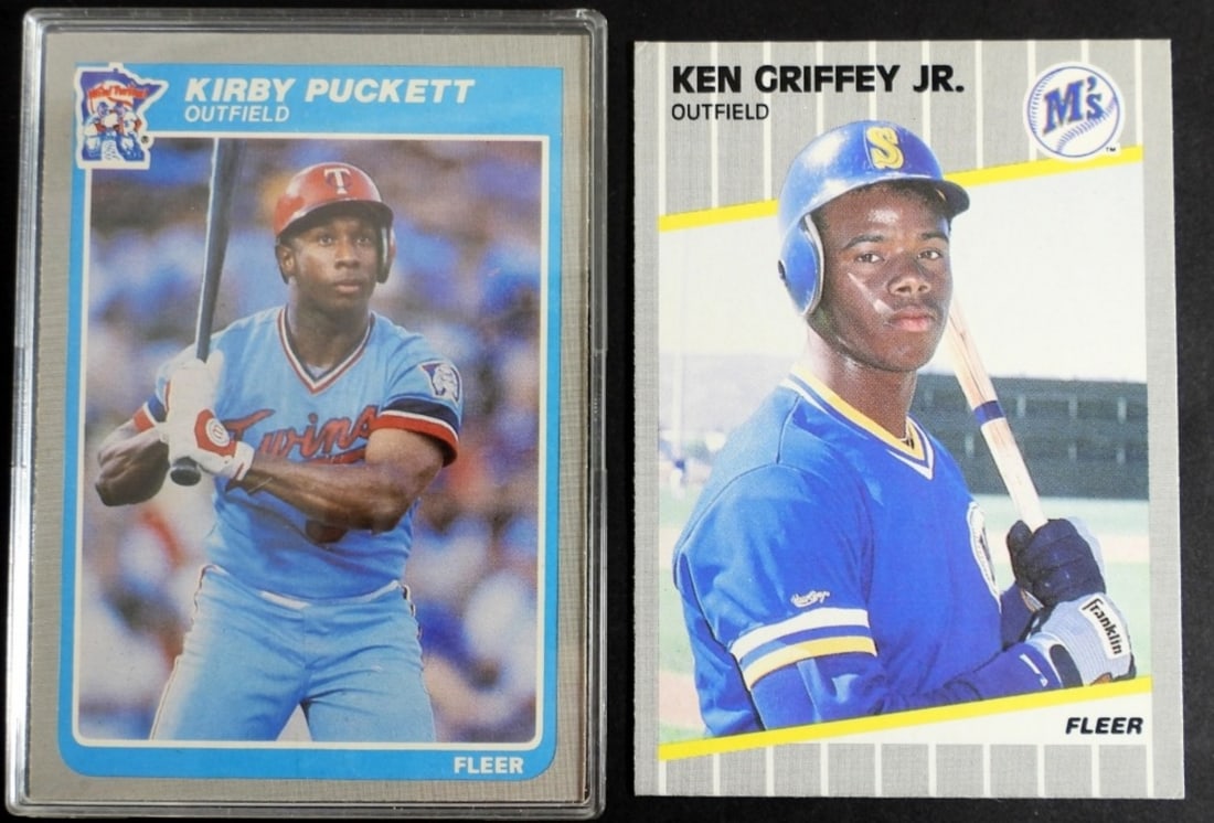 1985 FLEER KIRBY PUCKETT ROOKIE & 1989: FLEER GRIFFEY JR ROOKIE - BOTH EM