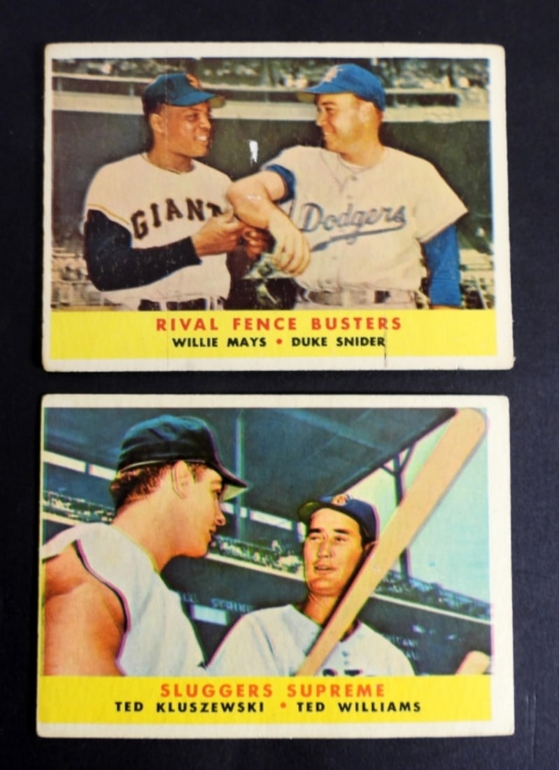 1958 TOPPS #321 SLUGGERS SUPREME &: #436 RIVAL FENCE BUSTERS - NICE VG+/VGEX