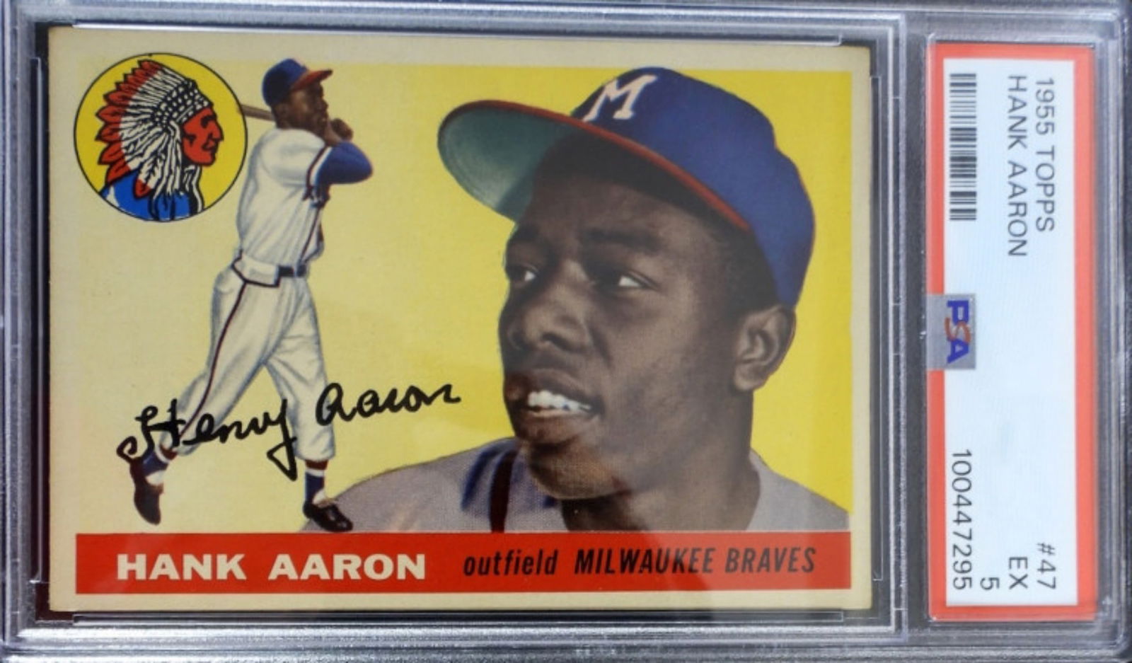 1955 TOPPS #47 HANK AARON PSA 5 (1 of 2)