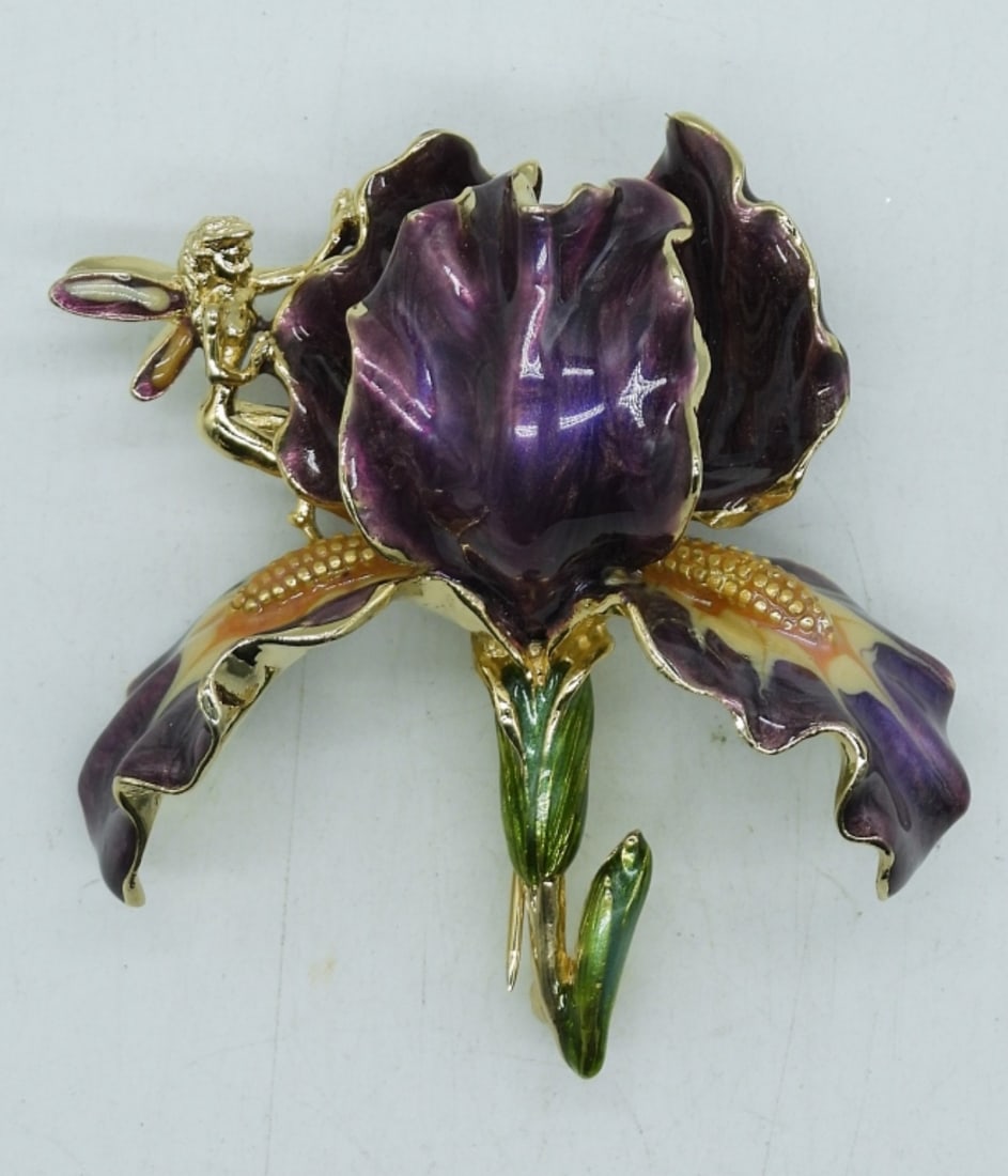KIRKS FOLLY SIGNED PURPLE IRIS  BROOCH (1 of 5)