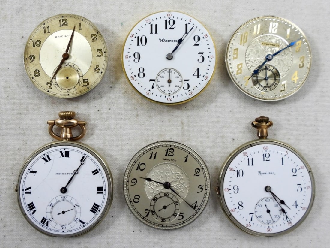(6) 12 SIZE POCKET WATCH MOVEMENTS (1 of 2)