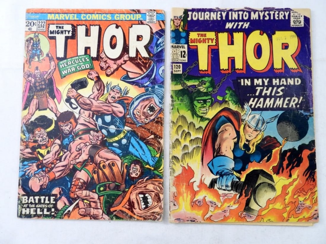 (2) MARVEL JOURNEY INTO MYSTERY WITH THOR: SILVER MARVEL JOURNEY INTO MYSTERY WITH THOR #120 (FAIR) JACK KIRBY ART, #222 BATTLE AT THE GATES OF HELL9FAIR)