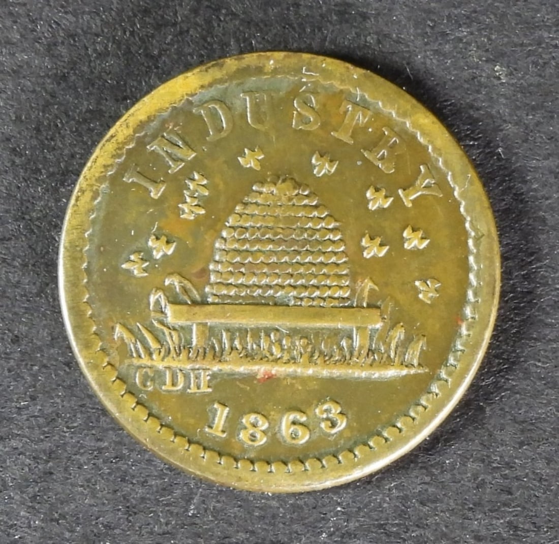 1863 INDUSTRY NOT ONE CENT CIVIL WAR TOKEN (1 of 2)