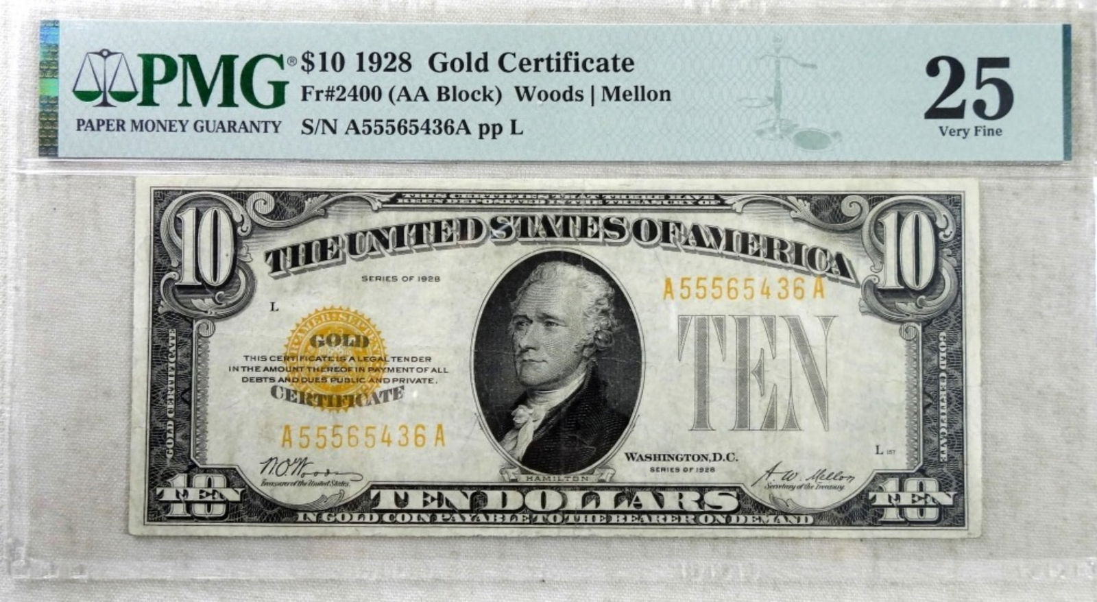 1928 $10 GOLD CERTIFICATE PMG 25 (1 of 2)