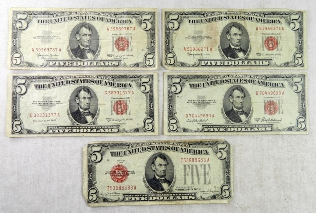(5)  $5 RED SEAL UNITED STATES NOTE (1 of 2)