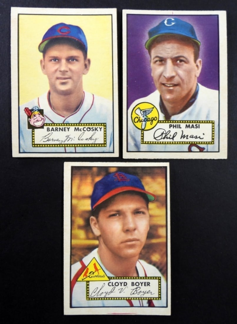 (3) 1952 TOPPS RED BACK BASEBALL CARDS (1 of 2)